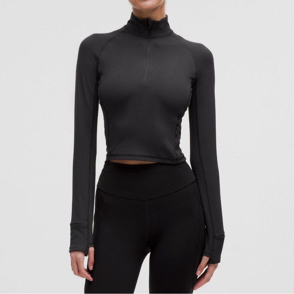 LULULEMON NWT  It's Rulu Ribbed Cropped HalfZip Updated Shirt long sleeve